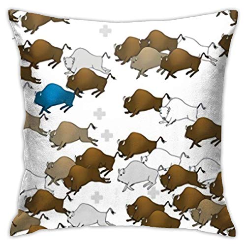 jonycm Pillowcase Bison Buffalo Stampede Printing Couch Hostel Throw Funda De Almohada Cojines De Sofá 45X45Cm Funda De Almohada Funda De Almohada con Cremallera Suave De Doble Cara Squa