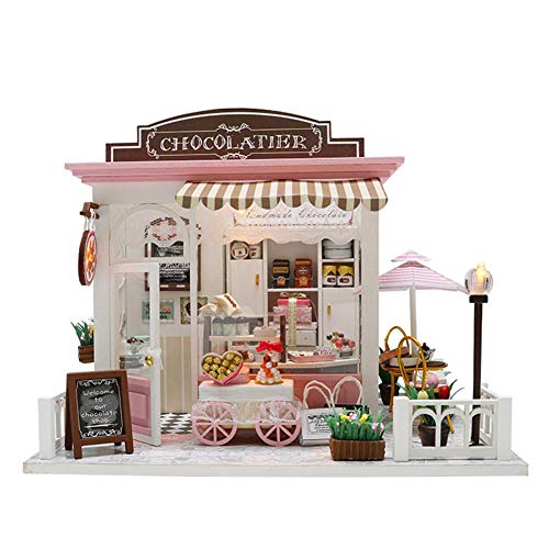 Joojun Casas de muñecas,Kit de Modelo de casa de Bricolaje con Kit de luz LED,Tienda de postres Miniatura Dollhouse para niños y Adultos Regalo de cumpleaños de Navidad