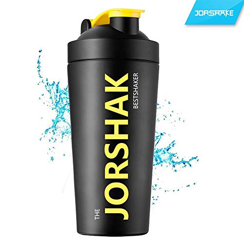 jorshake Fitness Acero Inoxidable proteína Coctelera Proteínas 700 ml | alta calidad 18/8 Acero inoxidable, 700ml Black