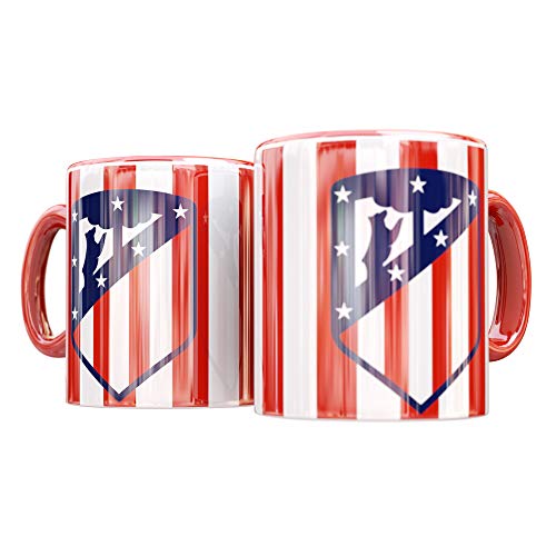 JOSMA SPORT Mug Cerámica Atlético de Madrid Lineas Escudo Blanco Rojo