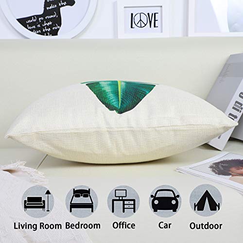 JOTOM Fundas de cojín de Lino de algodón Suave sofá Funda De Almohada del Coche decoración de la Cama en casa 45 x 45 cm, Juego de 6 (Hoja Verde)