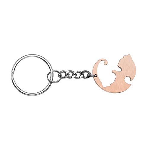 Jovivi - 2 llaveros de acero inoxidable para parejas con diseño de gato Ying Yang Tai Chi, para pareja, regalo de San Valentín