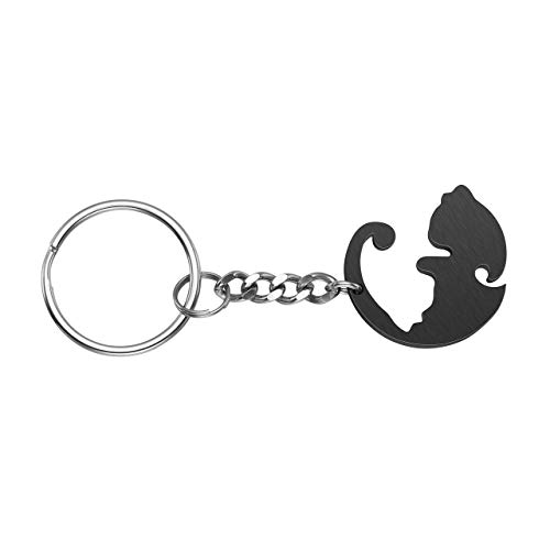 Jovivi - 2 llaveros de acero inoxidable para parejas con diseño de gato Ying Yang Tai Chi, para pareja, regalo de San Valentín