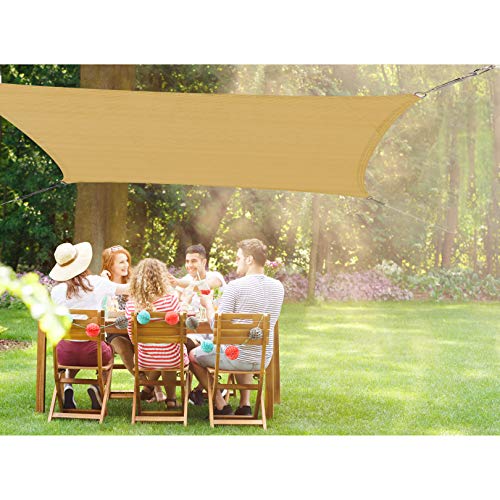 JOYARDS Toldo Vela de Sombra Rectangular 2x3 Metros Transpirable Color Arena | Se instala fácil en Fachada Exterior, Terraza, Jardín, Pérgola, Patio o Balcón | Toldo Completo: Manual y Cuerdas 1,5m x4