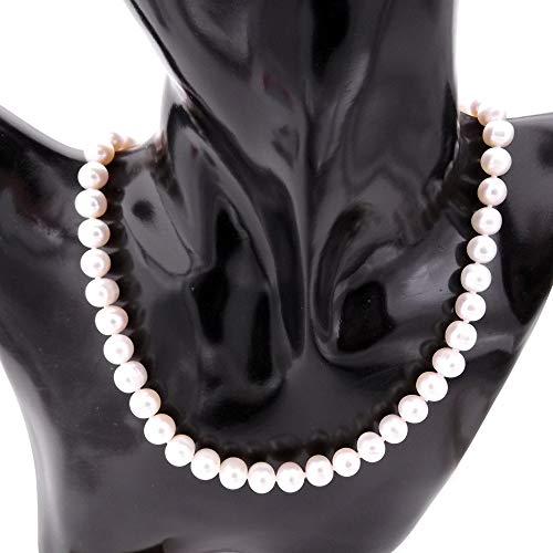 Joyas Aurum - Collar con perla natural de agua dulce, joyas para mujer con cierre de plata 925 rodiada oro blanco