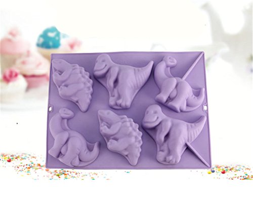 Joyeee Antiadherente de Horneado Molde Silicona, Moldes de silicona con forma de dinosaurios para pastel, pan, panecillo, pudín, gelatina, jabón - múltiples funciones, cumpleaños de los niños, partido