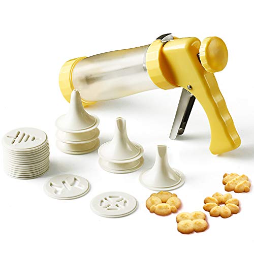 Joyeee Pistola para Galletas/Molde para Galletas/Kit Máquina Galletas/Pistola de repostería, 16 Discos y 6 Boquillas para Masa y Fondant