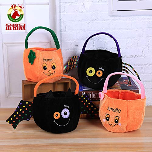 Joyfeel buy 1 bolsa de Halloween para niños, forma de calabaza, bolsa de regalo, bolso de golosina, cubo para fiesta de disfraces 15 * 25cm Lazo rosa