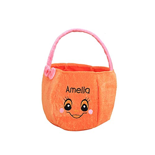 Joyfeel buy 1 bolsa de Halloween para niños, forma de calabaza, bolsa de regalo, bolso de golosina, cubo para fiesta de disfraces 15 * 25cm Lazo rosa