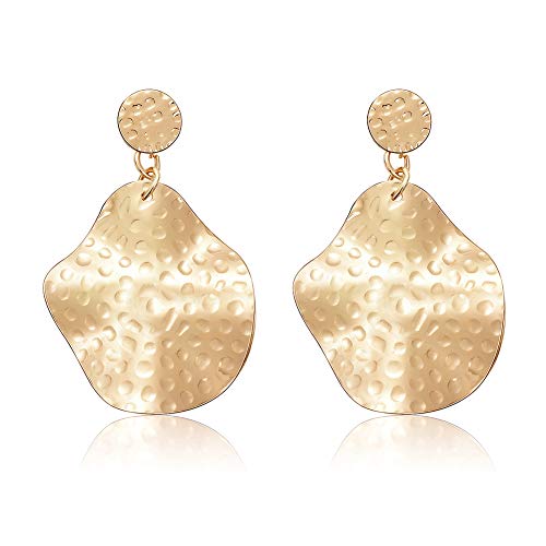 Joyfeel Buy - 1 par de pendientes de metal geométricos con forma de soplete y broche de tuerca, para fiestas, uso diario, banquetes y viajes medium dorado