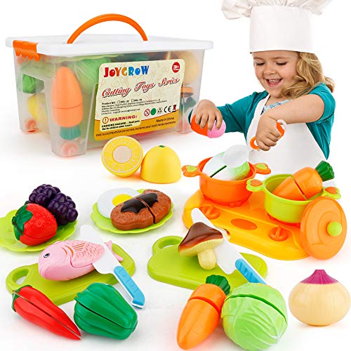 JoyGrow 40 Piezas Alimentos de Juguete Cortar Frutas Verduras Temprano Desarrollo Educación Bebé Niños Juegos para cocinar