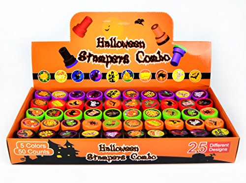 JOYIN Sellos Halloween para Niños 50pcs Sellos para Favor de Fiesta Infantil Premios Escolares Regalo de Cumpleaños