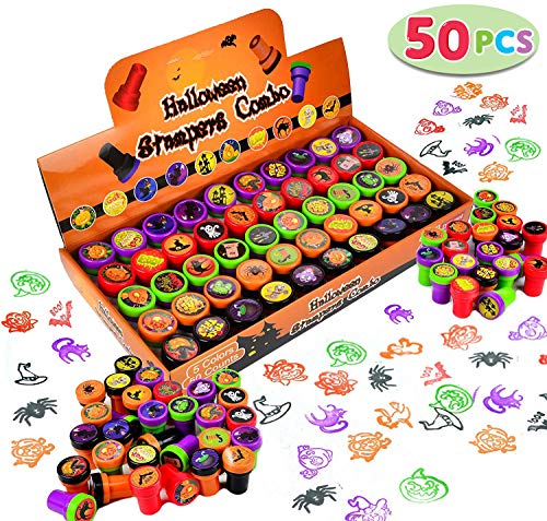 JOYIN Sellos Halloween para Niños 50pcs Sellos para Favor de Fiesta Infantil Premios Escolares Regalo de Cumpleaños