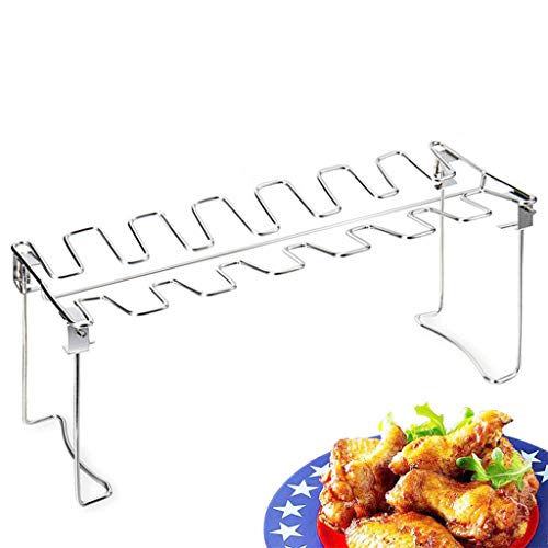 JOYKK Rack de Patas de alitas de Pollo para Horno ahumador Soporte de asador Vertical de Acero Inoxidable en Accesorios de Barbacoa Seguros para Barbacoa - Plateado