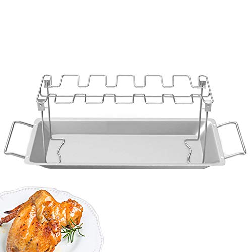 JOYKK Rack de Patas de alitas de Pollo para Horno ahumador Soporte de asador Vertical de Acero Inoxidable en Accesorios de Barbacoa Seguros para Barbacoa - Plateado