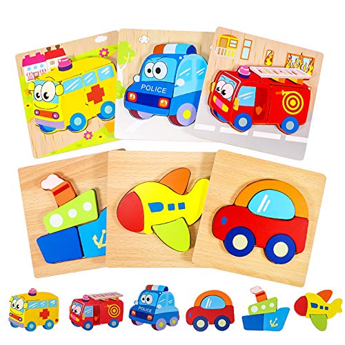 joylink Puzzles de Madera Juguetes para Bebes, 6 Piezas Puzzles de Madera Educativos para Bebé 1 2 3 años Rompecabezas de Madera Bebes Juguetes Montessori para Bebé