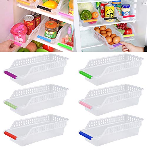 JRing - Organizador de almacenamiento para frigorífico, con mango de fruta, cesta de almacenamiento para la cocina (6 unidades, color al azar)