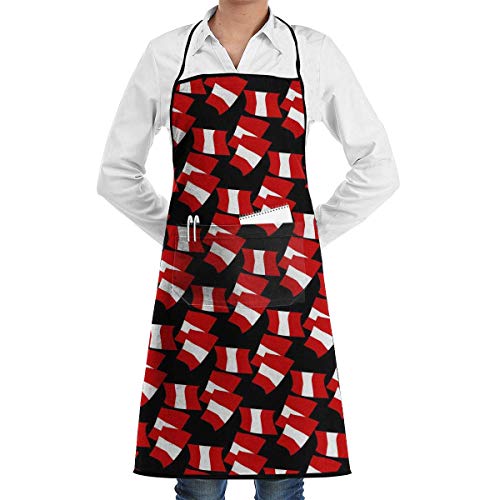 jrtyjrdtyj Delantal de Cocina Peru Flag Mode Bib Apron Extra Long Tie Kitchen Apron Resistant to Droplets Barbecue Aprons