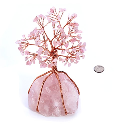 JSDDE - Árbol de la vida con piedras de cristal natural, adorno de árbol de la vida, adorno curativo de Reiki, decoración Feng Shui con piedras preciosas, cristal, Cuarzo rosa.