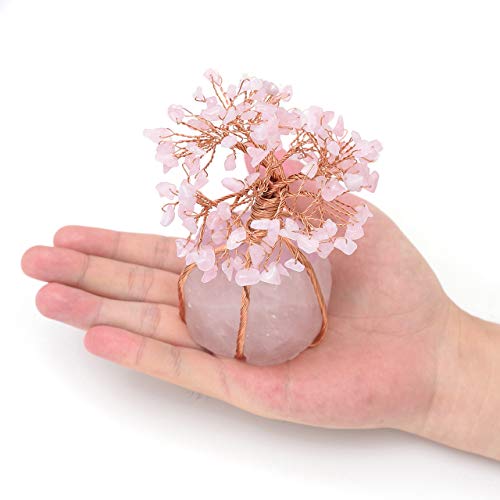 JSDDE - Árbol de la vida con piedras de cristal natural, adorno de árbol de la vida, adorno curativo de Reiki, decoración Feng Shui con piedras preciosas, cristal, Cuarzo rosa.