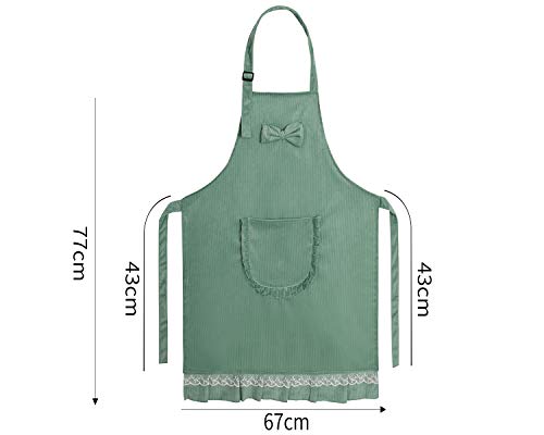 JSDing Delantal Cocina Mujer 2 Capa con Correa de Cuello Ajustable y Bolsillo Grande Delantal Personalizado para Barbacoa, Cocina, Jornear, Limpieza, Taller, Barra