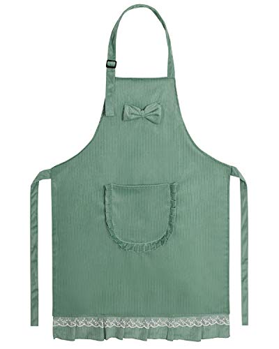 JSDing Delantal Cocina Mujer 2 Capa con Correa de Cuello Ajustable y Bolsillo Grande Delantal Personalizado para Barbacoa, Cocina, Jornear, Limpieza, Taller, Barra