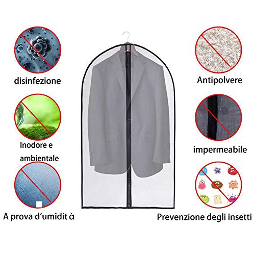 JSF Fundas Ropa Vestidos, Bolsa Trajes Transparente para Camisas/Disfraces, 6pcs Cubiertas Ropa Peva Anti-polvo y Impermeable con Cremalleras, 100/Blanco