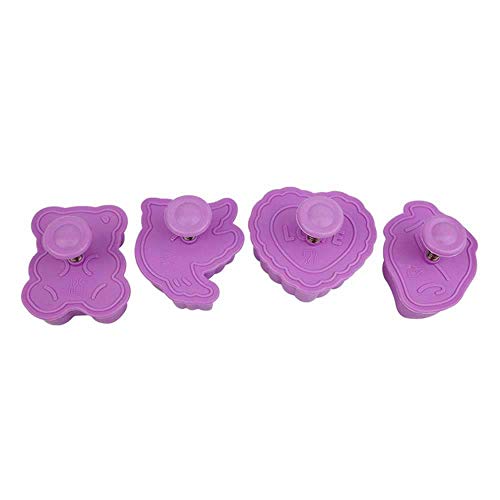 Jsmhh 4pcs Valentines Day cortadores de la Galleta - Oso, corazón, pájaro, Rose - Día de San Valentín 3D Pasta de azúcar de la Galleta del émbolo del Cortador