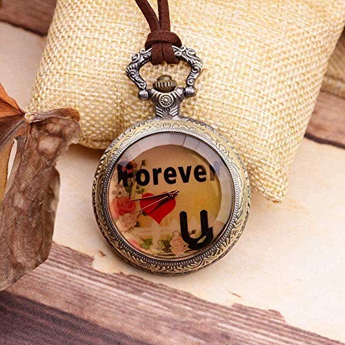 JSYHXYK Collar Collar Americana Reloj De Bolsillo Retro para Parejas Siempre Te Amará Collar De Reloj De Bolsillo con Letras para Mujeres Hombres Regalo