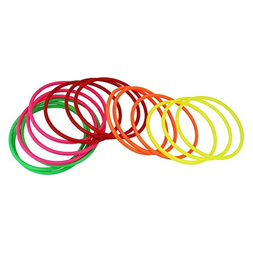 JTDEAL Aros Juego, Aros De Plastico( 15Pcs ), Lanzamiento Anillos, Aplican A Todos Los Niños y Niñas De Mayores De 1 Año(14.5 x 0.7cm, 5 Colores)