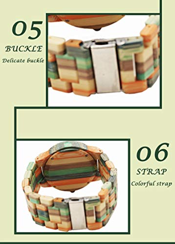 JTTM Reloj De Madera, Ultra-Delgado Moda Y Colorido Bambú Y Relojes De Madera, Vestimenta Casual Romance, Salud, Pareja Naturaleza Y La Protección del Medio Ambiente Reloj,Colorful Bamboo Red