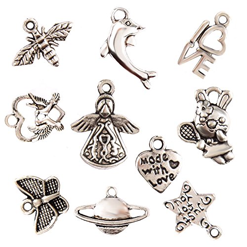 Juanya 100 unidades DIY accesorios mezclados de plata tibetana estilos colgantes del encanto de la joyería de bricolaje para la pulsera collar pendientes