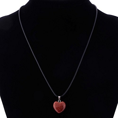 Juanya 20 piezas de corazón con forma de gota de agua de piedra colgantes colgantes de cristal de cuarzo con cuentas de chakras de 45 cm de color negro de imitación de cuero collar