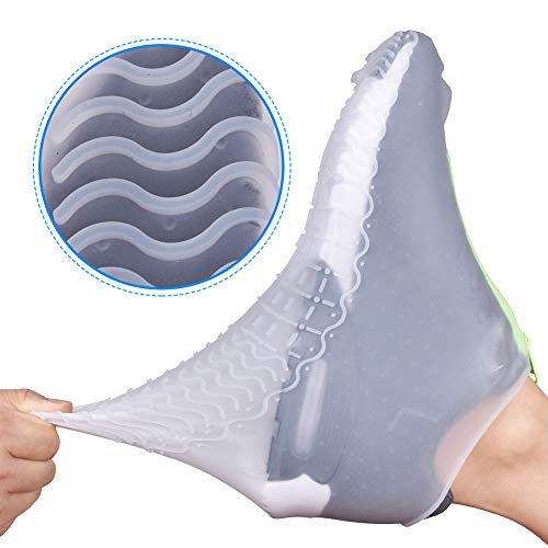 JUDA Cubierta del Zapato Impermeable, Funda de Silicona para Zapatos con Suela Antideslizante, Lavable Cubierta del Zapato Reutilizable Para Días de Lluvia y Nieve (L (39-42), Transparente)