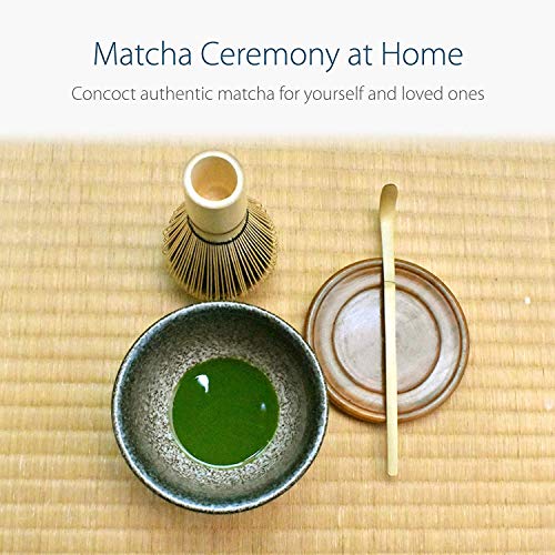 Juego completo de batidor Matcha para té verde Chawan con accesorios y herramientas de bambú (gris oscuro moteado, 1)