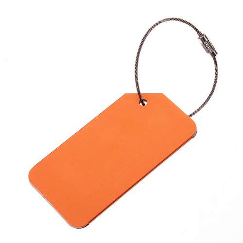 Juego de 2 Etiquetas de Aluminio para Maleta de Viaje con Cadena de Rosca, Naranja (Naranja) - L00013-OG