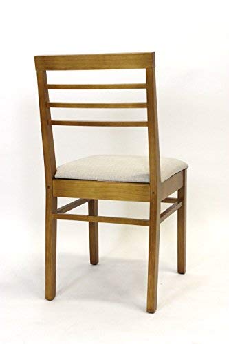 Juego de 2 sillas de madera natural largas con acolchado Venneza FSC® N002524 de madera de pino acolchada, 44 x 44 x 88 cm, Oregon lacado, sillas de comedor para hotel