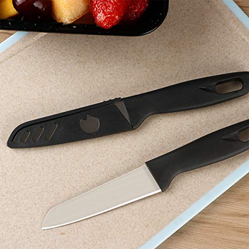 Juego de 3 cuchillos de fruta, cuchillo de frutas afilado y duradero con cubierta protectora, apto para la mayoría de los tipos de verduras, frutas y carne (negro)