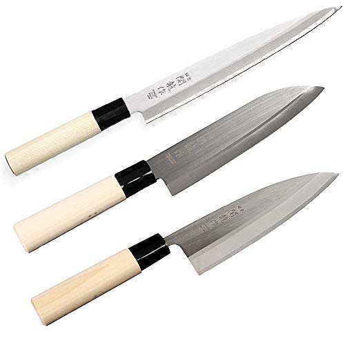 Juego de 3 Cuchillos Japoneses SekiRyu: Sashimi, Deba y Santoku - SR801