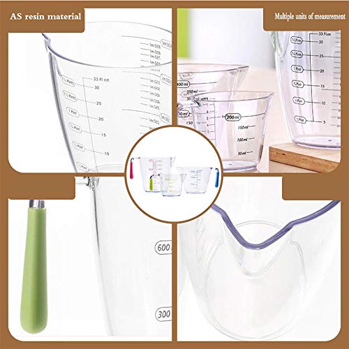 Juego de 3 jarras medidoras de plástico,Taza graduada para leche,Taza Medidora Transparente,vasos medidores cocina plastico Jarra de Medición,Taza Medidora Plastico