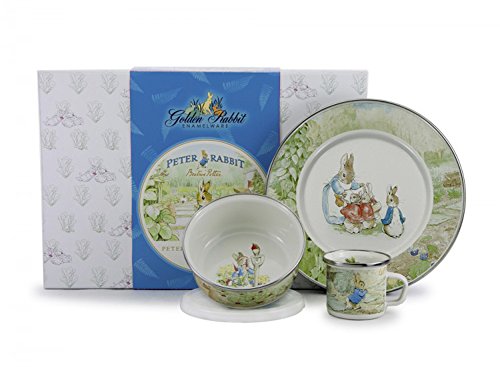 Juego de 3 platos de Beatrix Potter esmaltada, en Peter Rabbit