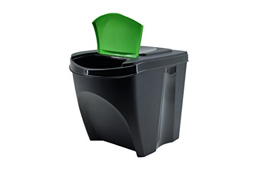 Juego de 4 cajas de almacenamiento, cubo de basura, cubo de basura para cocina (80 L, 4 x 20 L), cubo de basura para baño, color gris