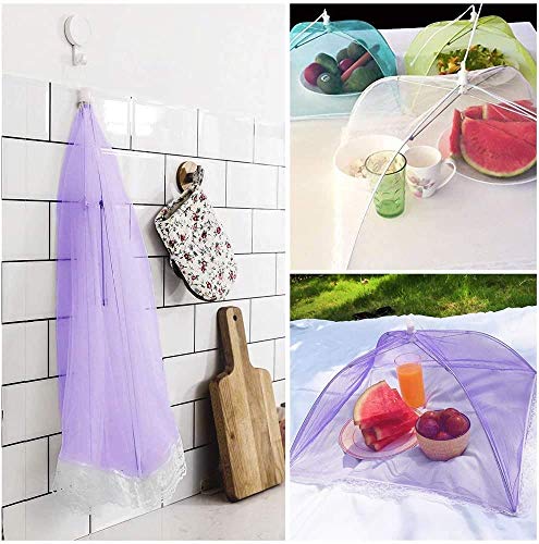 Juego de 4 Comida Cubierta Protectora Cubierta, Pantalla Mosquitera para Alimentos, Reutilizable y Plegable al Aire Libre Cubierta con Forma de Paraugas para Cocina, Picnics, Fiesta al Aire Libre