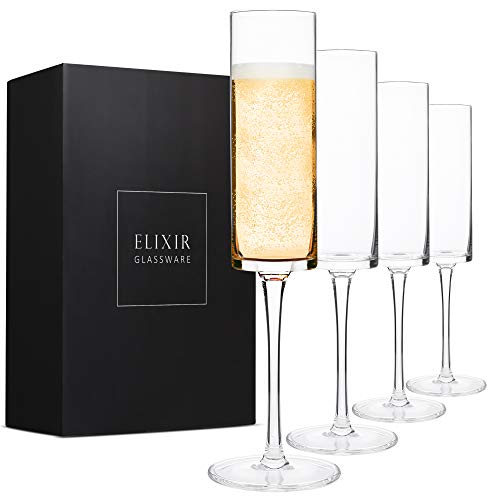 Juego de 4 copas de champán, diseño moderno y elegante para mujeres, hombres, bodas, aniversarios, Navidad, cumpleaños, 6 oz, cristal premium