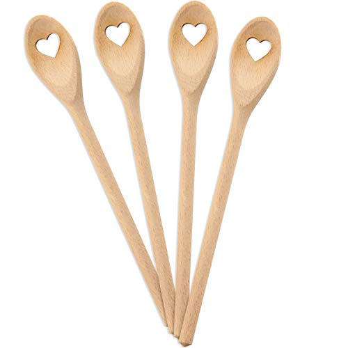 Juego de 4 minicucharas de Madera Emotional. Cuchara Gourmet de Madera. Juego de 4 minicucharas de Madera. Una Idea de decoración. Colgante para Regalo. Decoración de Madera