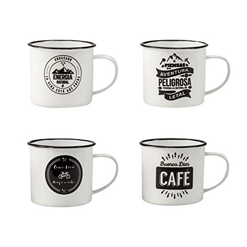 Juego de 4 Tazas Mug vintage esmaltadas para café/té/infusiones.