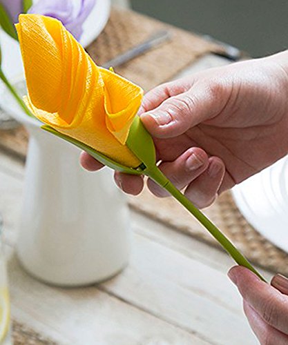 Juego de 4 verde tallo plástico Twist capullos de flores servilleta soportes plus blanco servilletas de papel para hacer Original de mesa