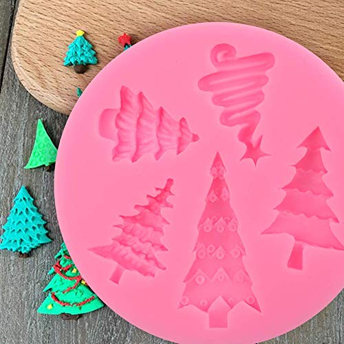 Juego de 5 moldes para fondant de Navidad, diseño de copo de nieve 3D, árbol de Navidad, reno, hoja de acebo, muletas, muñeco de nieve, para decoración de tartas de cumpleaños