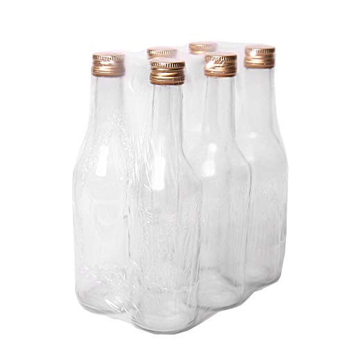 Juego de 6 botellas de cristal de 200 ml con tapón de rosca.