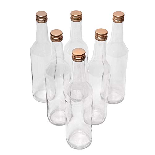 Juego de 6 botellas de cristal de 200 ml con tapón de rosca.